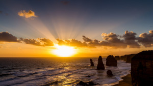 Australie - Coucher de soleil sur Ocean Road